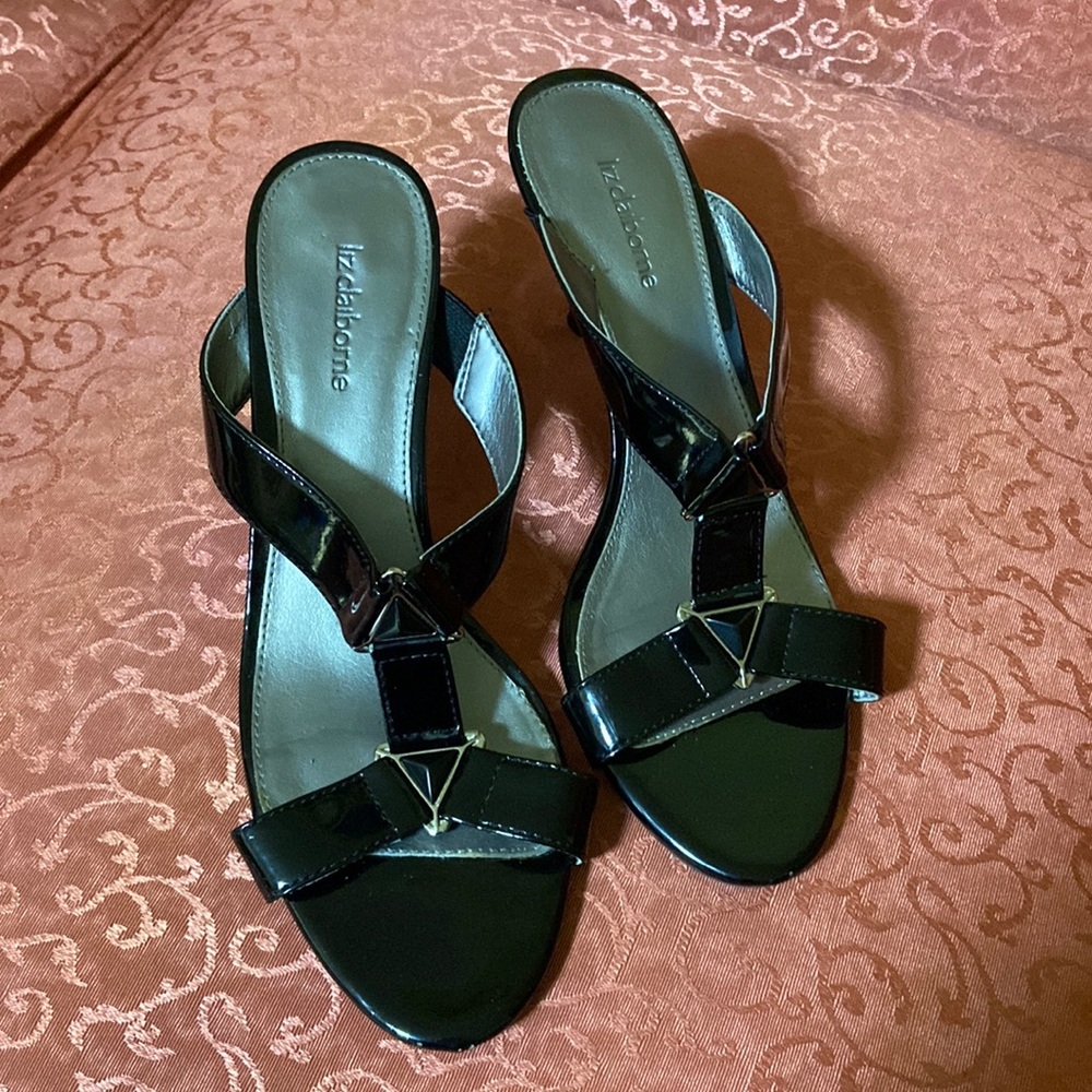 Liz Claiborne Black Patent Sandal Heels